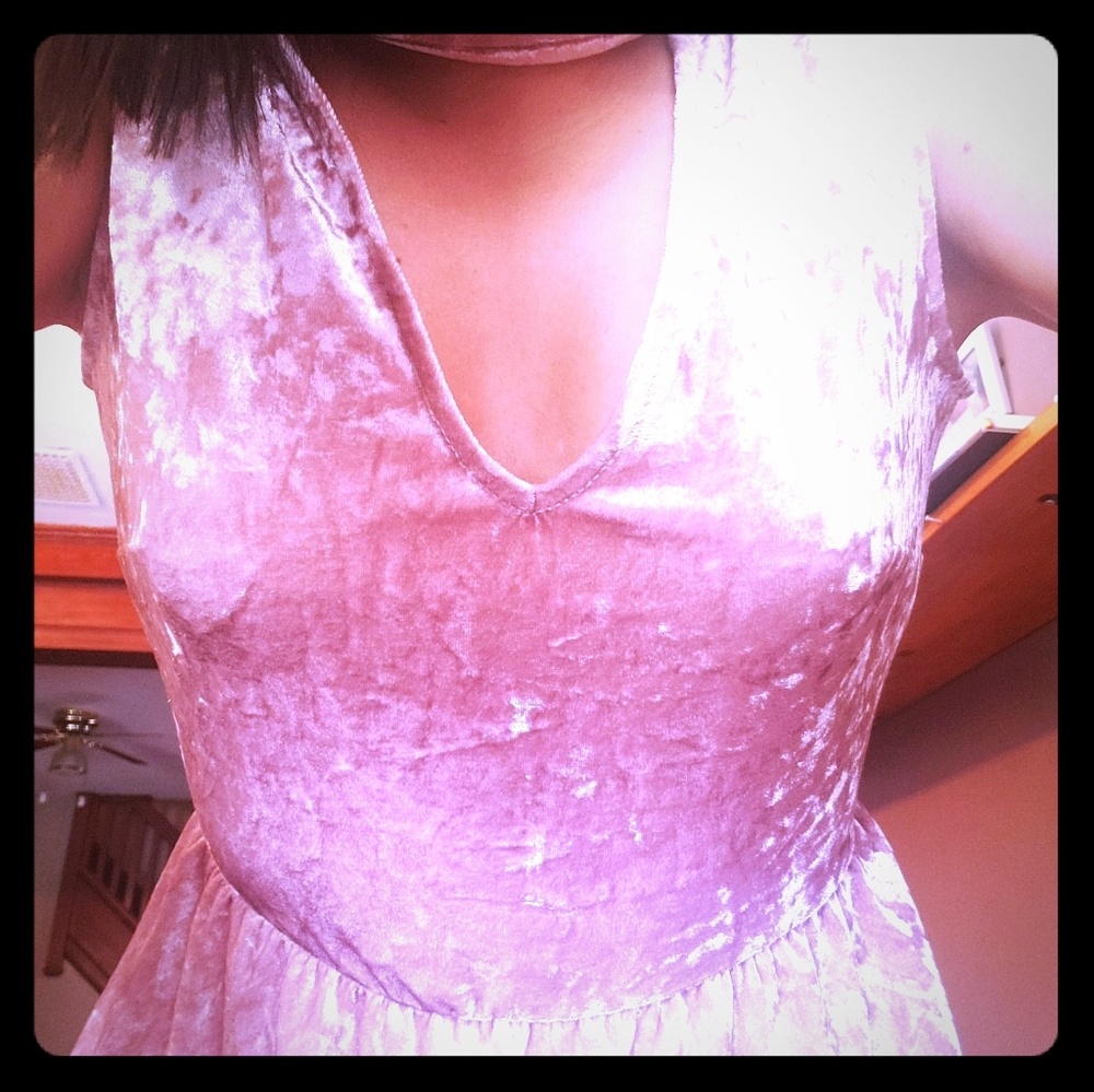 Cloud & Sky Velvet Mock Neck Peplum Crop Top